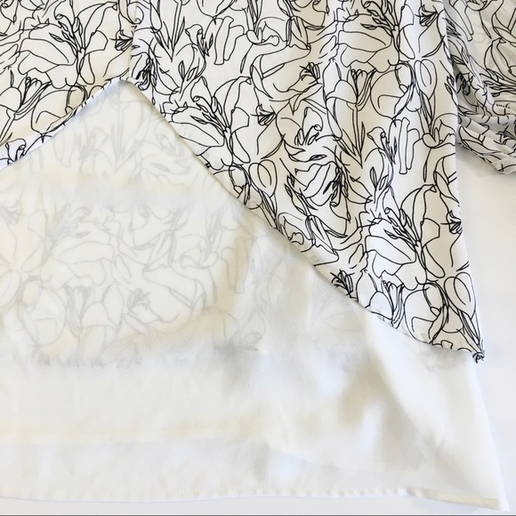 Pleione Abstract Floral Tiered Chiffon Blouse Top - Picture 4 of 8